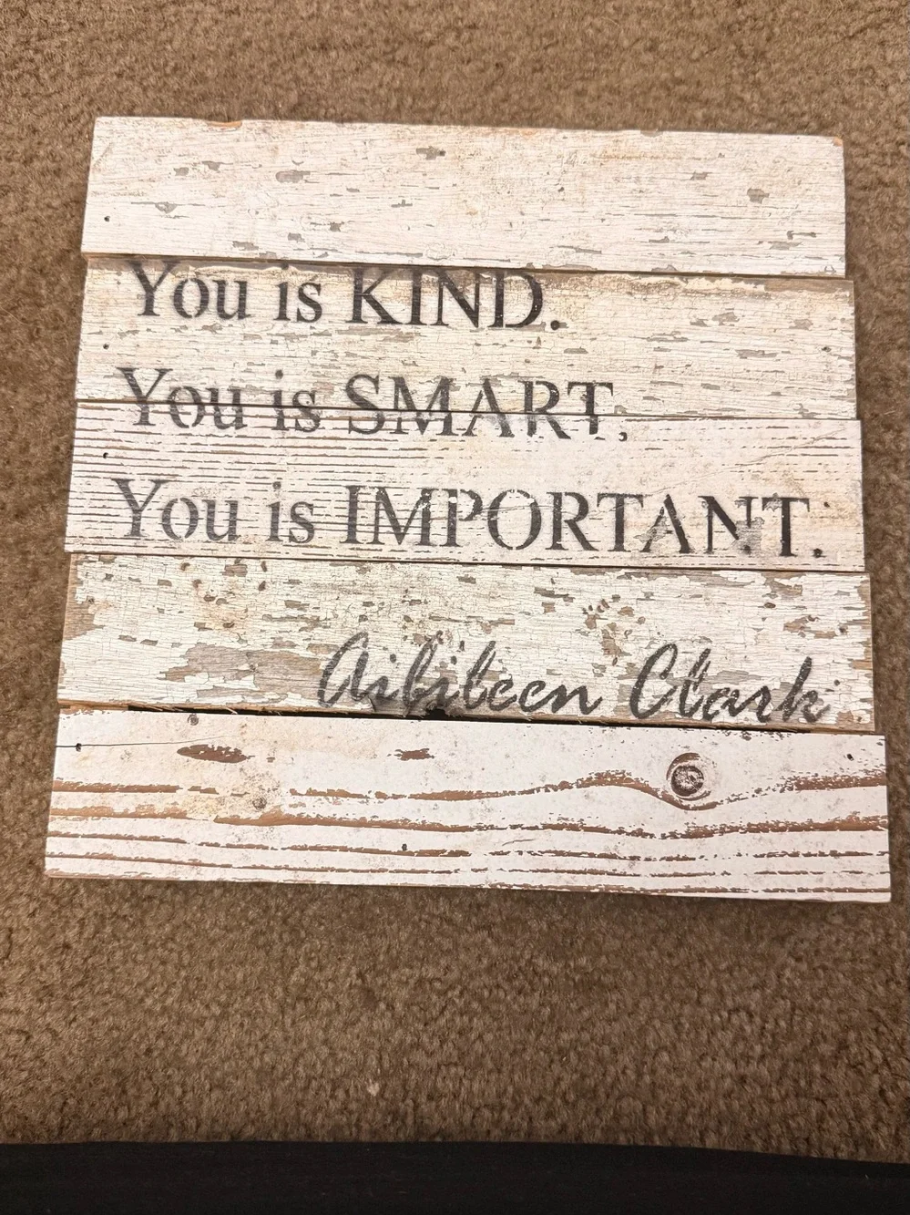 You is KIND. Rustic White Inspirational Wood Sign